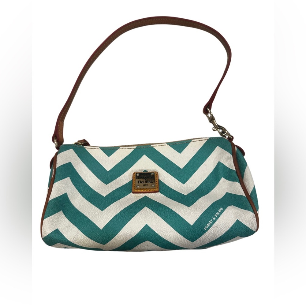 Dooney & Bourke Green and White Chevron Purse